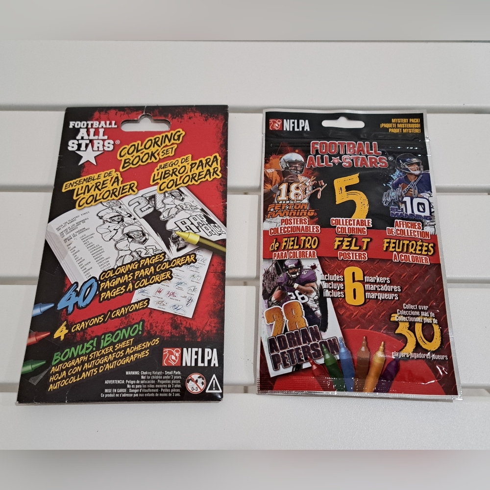 Lot Of 2 - FOOTBALL ALL STARS MYSTERY PACK    COLORING POSTER & COLORING BOOK